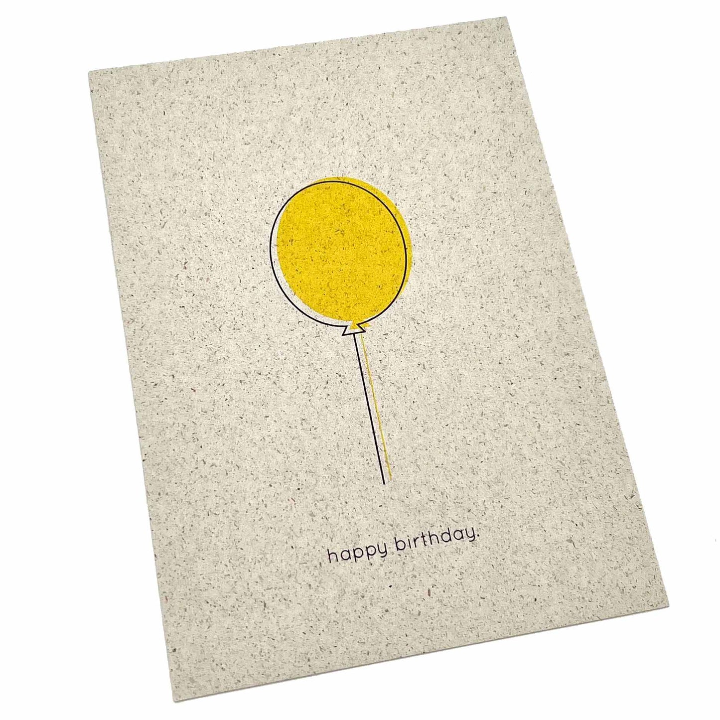 SVEEKA nachhaltige Postkarte "happy birthday" mit gelbem Ballon aus Graspapier