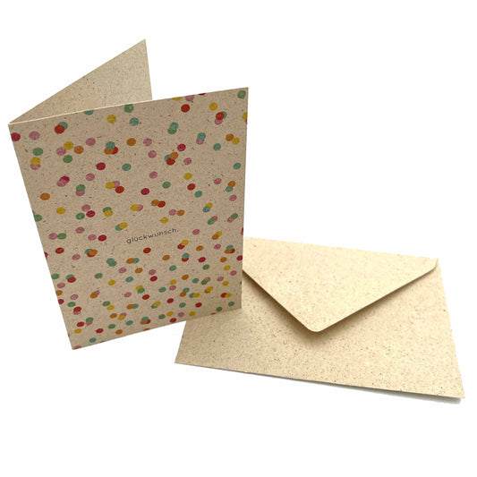 SVEEKA nachhaltige Klappkarte "glückwunsch" mit buntem Konfetti inkl. Umschlag | nachhaltiges Graspapier