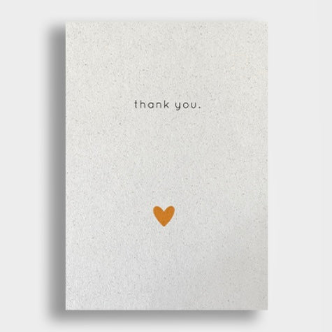 SVEEKA nachhaltige MINI Postkarte "thank you." mit gelbem Herz aus Graspapier in Din A7