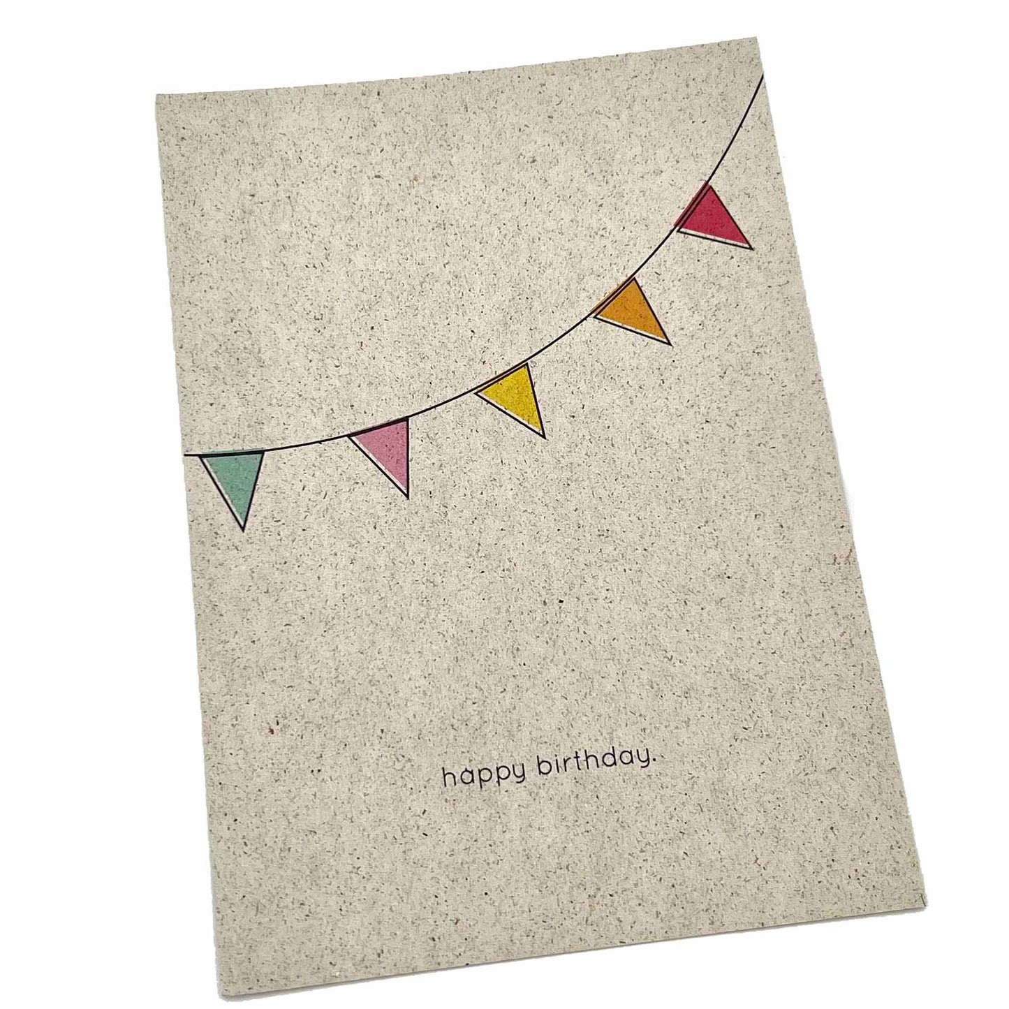 SVEEKA nachhaltige Postkarte "happy birthday" mit bunter Wimpelkette aus Graspapier