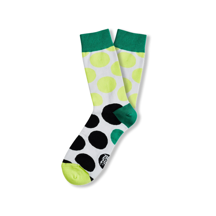 ZIGGI ZOOG Socken mit Punkten "Ziggy Dots" | schwarz, grün & neongelb | Baumwolle, Polyamide, Elastan | one size