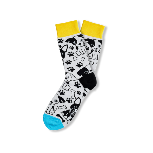 ZIGGI ZOOG Socken mit Hunden "Puppy Buddy" | schwarz, türkis & gelb | Baumwolle, Polyamide, Elastan | one size
